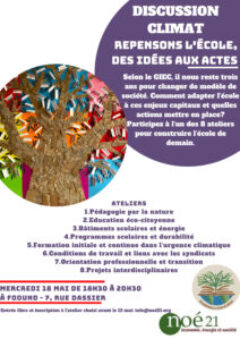 Discussion climat, repensons l’école, des idées aux actes - Noé21, économie, énergie et société - Genève